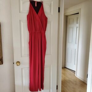 Eight Sixty Chiffon Maroon Sleeveless Jumpsuit  SMALL Holiday Excellent